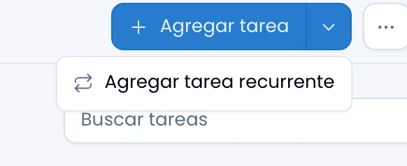 The "Add task" button on the board with its chevron open: "Add recurring task"