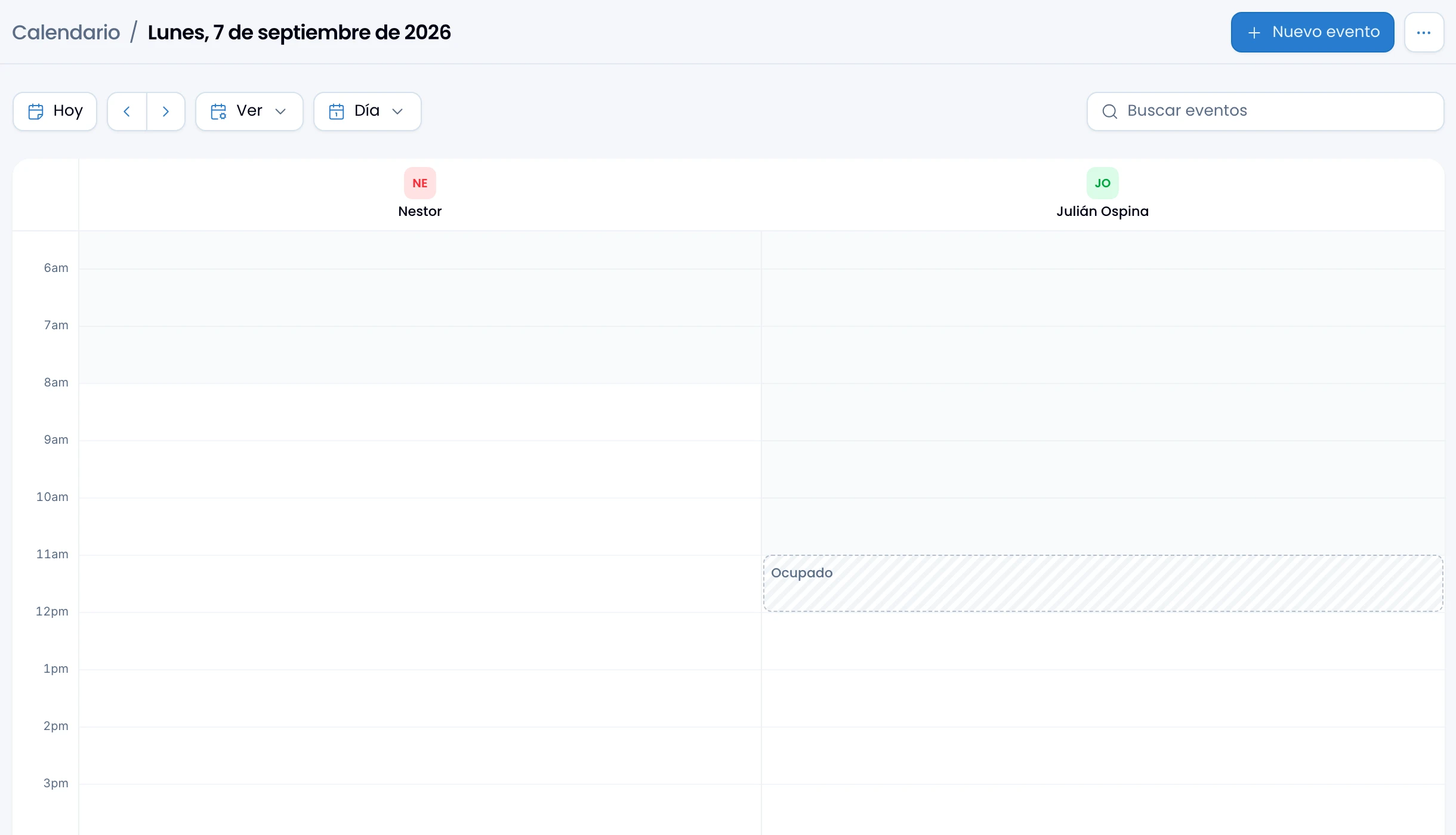 Team view in Day, with one column per person