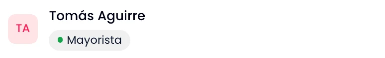 Una fila de la lista de contactos, con su nombre, sus identidades y sus columnas