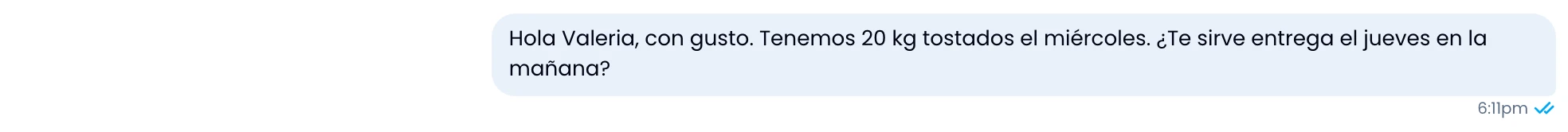 An outbound message bubble with its delivery state